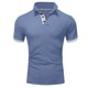 thumbnail image 4 of Men's Summer Solid Color T-shirt With A 3 Button Open Collar And Button Up Short Sleeved Top 4XL, 4 of 5