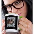 thumbnail image 2 of 3drose, Cute Grey and White Tabby Cat on Zebra Blanket Photo, 11oz Two-tone Green Mug, 2 of 6