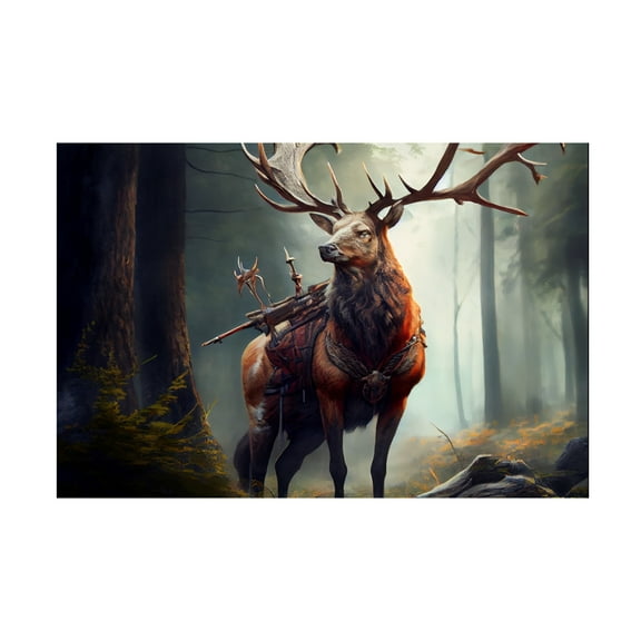 Canvas Wall Art - Sasha 'Warrior Deer II' Wall Art for Living Room, Bedroom, or Office Décor by Trademark Fine Art - 19 x 12 Inches