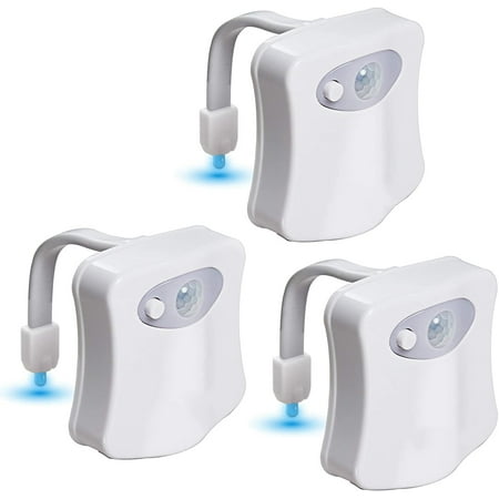 

Toilet Night Light 3Pack Activated LED Light 8 Colors Changing Toilet Bowl Nightlight for Bathroom Battery Not Included Perfect Decorating Combination Along with Water Faucet Light