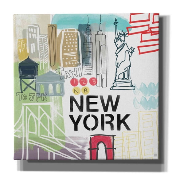 Epic Graffiti 'New York' by Linda Woods, Canvas Wall Art, 12"x12"