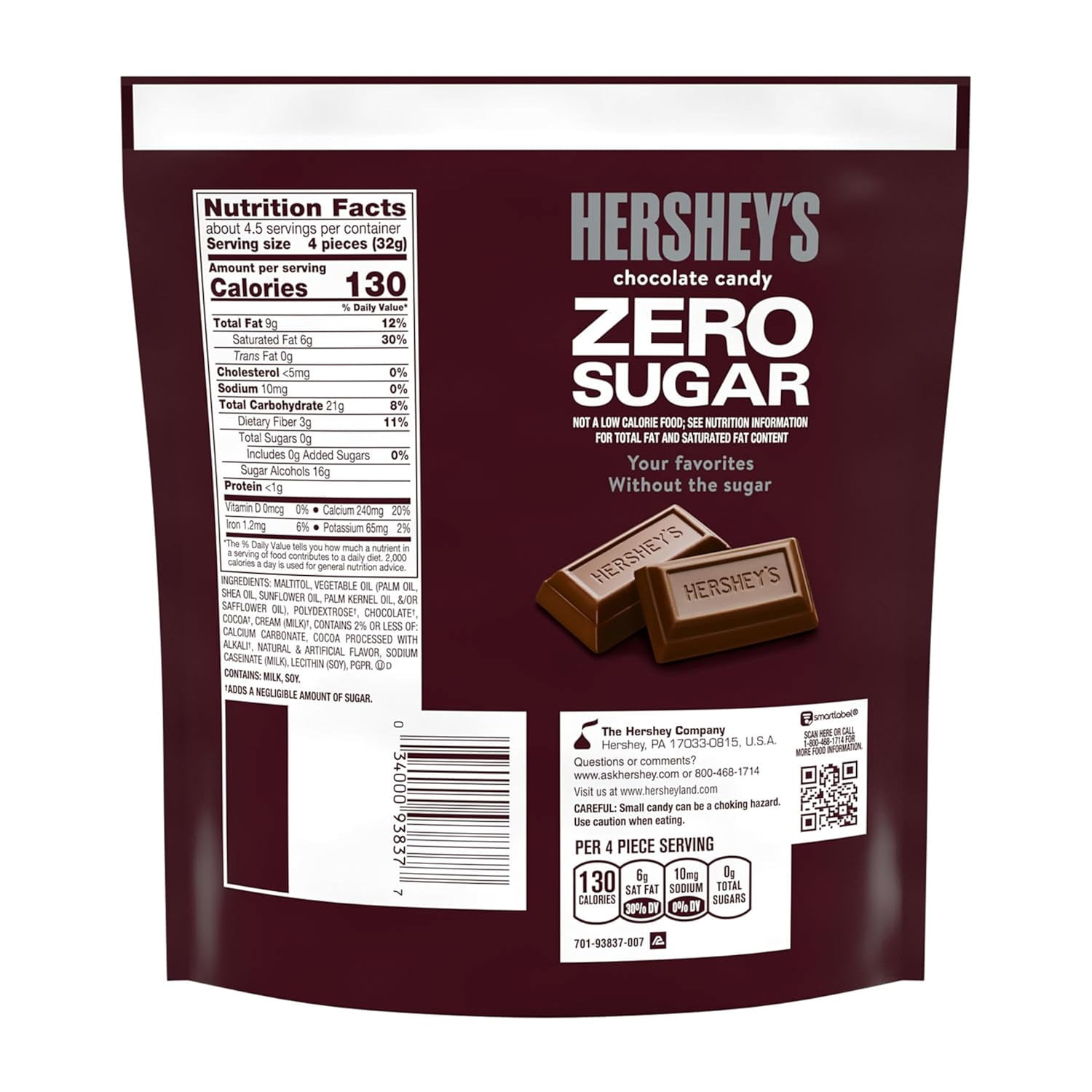 HERSHEY'S & REESE'S Zero Sugar Chocolate Candy Variety Pack, Miniatures & Peanut Butter Cups, 2-Pack, 5.1 oz Each, Sugar-Free Chocolate Treats