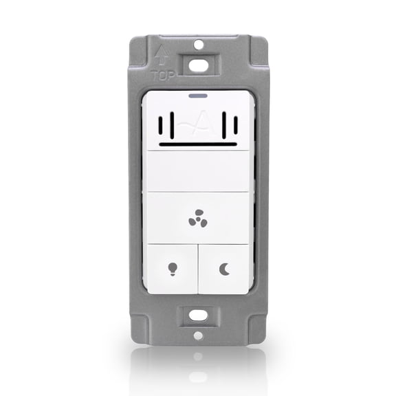 Akicon Humidity Sensor Switch for Bathroom Fan, Ventilation, LED Night Light, Air Moisture Control, Timer, UL Listed, White