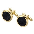 thumbnail image 2 of Gemelos franceses con gemas de estrella Gemelos negros y dorados biselados sencillos Gemelos de piedra de arena azul para traje de vestir, 2 of 4