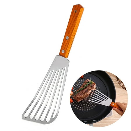 

Stainless Steel Slotted Turner Spatula Flipping Frying Fish Meat Eggs Pancake Beveled Edged Design For Easy To And Cut