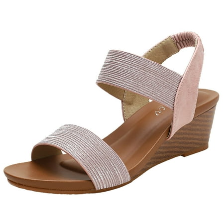 

YUHAOTIN Female Womens Dress Sandals Low Heel Gold Women s New Summer Large Wedge Heel Fashion Roman Fairy Sandals Vacation Sandals for Women Tan Sandals for Women