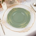 thumbnail image 2 of YOPTOP 10 Pack | Clear/Gold Baroque 8” Round Plastic Dessert Salad Plates  Disposable Tableware with Leaf Embossed Gold Rim,dustysage,8", 2 of 11