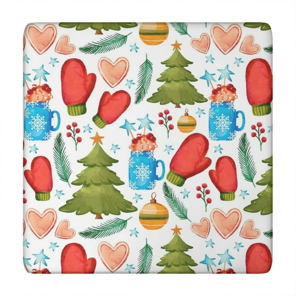 Easy-Care Spandex Christmas Tablecloth, Square 34x34 Inches, Elastic Edge for Secure Fit on Rectangular or Square Tables, Wrinkle-Resistant Holiday Decor