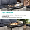 thumbnail image 6 of Muphyers 13 Pcs Outdoor Wicker Rattan Sectional Sofa with 55000BTU Gas Fire Pit Table Set, All Weather 2‑in‑1 43" Propane Fire Table Conversation Set for Backyard Garden Poolside Deck,Dark Gray, 6 of 9