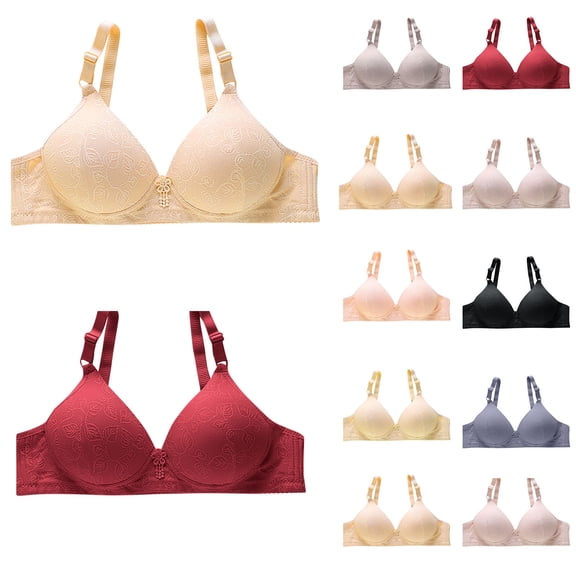 Ahuyic Summer Womens Bras,Plus Size Bras for Women,Women's Thin Lace Soft Steel Ring Bra With Large Chest Small Display Comfortable Breathable Sagging Large Cup Bra