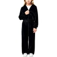 thumbnail image 2 of HAOTAGS Girls 2-Piece Tracksuit Set Zip-Up Cropped Jacket and Wide-Leg Pants Casual Sporty Loungewear Outfit Blue Size 11, 2 of 9