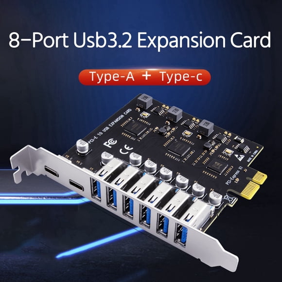 2X USB 3.2 and Type C PCI-E Expansion Card PCIE to USB Controller 6Port + 2Port USB-C 3.2 PCI-E Card Adapter