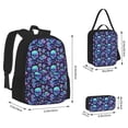thumbnail image 4 of Naloa Blue Flower Skull Print Large Capacity Backpack Lunch Bag Pencil Case Combination 3 Piece Set for Student, 4 of 8