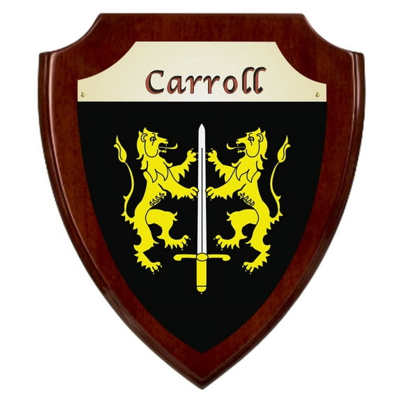 Carroll Irish Coat of Arms Shield Plaque - Rosewood Finish