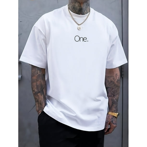ONE Print Men's Crew Neck Fashionable Short Sleeve Sports T-shirt, Comfortable And Versatile, for Summer And Spring, Athletic Style, Comfort Fit T-Shirt, As Gifts