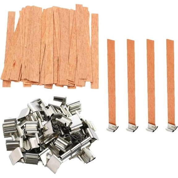 DIY Candle Making Supplies, Wooden Candle Wicks Produce Crackling Sound, Soy Wax Compatibility Ensures Long Burn Time, Candle Wick Holders for Easy Crafting
