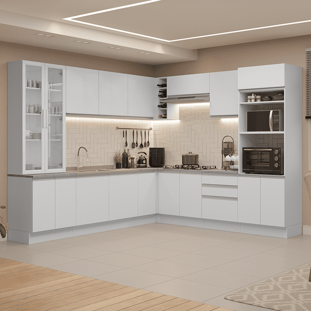Cocina Integral Completa Modular Madesa Glamy 549cm Blanco