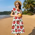 thumbnail image 4 of Disketp Hand Drawn Tomatoes para Vestido de Manga Corta para Mujeres, Vestidos de Verano para Mujeres, Casual y Holgado para la Playa, 4 of 6