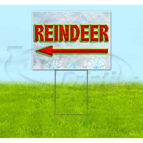 Reindeer Arrow (18" x 24") Yard Sign, Includes Metal Step Stake