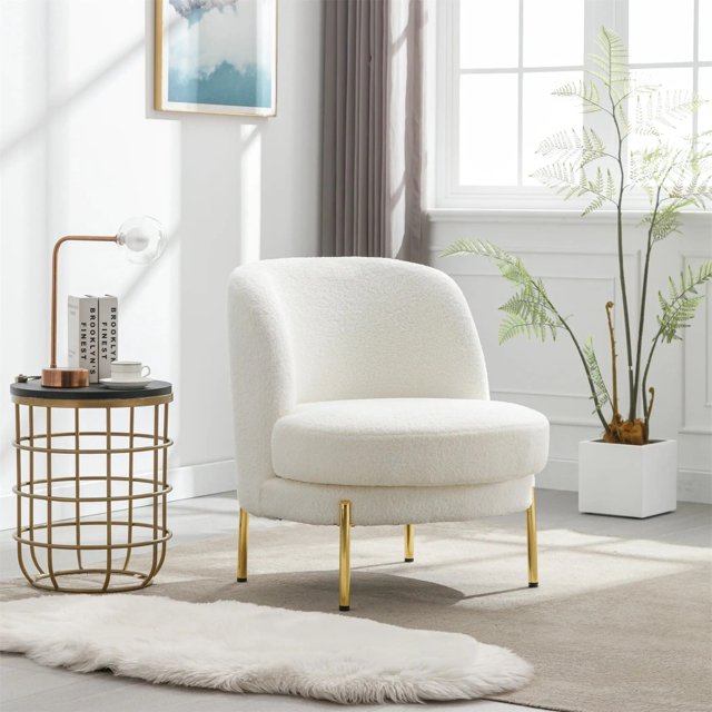 Upholstered Accent Chair for Living Room, Curved Backrest Reading Chair Single Sofa, Green My Lux Decor Round