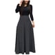 thumbnail image 2 of ICHUANYI Clearance Women Summer Long Sleeve Floral Printed Casual O-Neck Patchwork Dress Maxi Dress(Black, XL) ICHUANYI WER2023081016461, 2 of 9