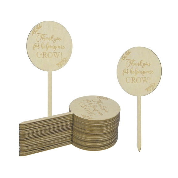 Uxcell 20-Pack Thank You for Helping Me Grow Plant Labels 4x2x0.08 Round Wooden Plant Stakes