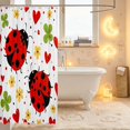thumbnail image 3 of Erosebridal Cute Ladybug Shower Curtain 72Wx78L,Kawaii Daisy Flower Bath Curtain,White Yellow, 3 of 5