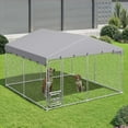 thumbnail image 2 of Dextrus 10'x10' Large Outdoor Dog Kennel with Rotating Feeder Bowls & Roof, Heavy Duty for Backyard Farm, 2 of 10