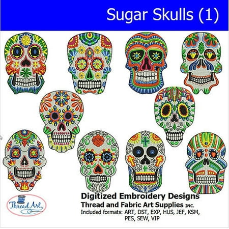 Threadart Machine Embroidery Designs Sugar Skull(1) (Best Embroidery Machine For Home Business)