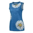 thumbnail image 4 of Débardeur pour Femmes Hauts d'Été Col Rond Imprimé Marguerites Sans Manches T-Shirts Débardeur Blouse Graphique, 4 of 6
