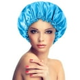 thumbnail image 1 of Satin Bonnet Sleeping Cap Double Layer Elasticated Trim Soft Night Hat for Woman, 1 of 3