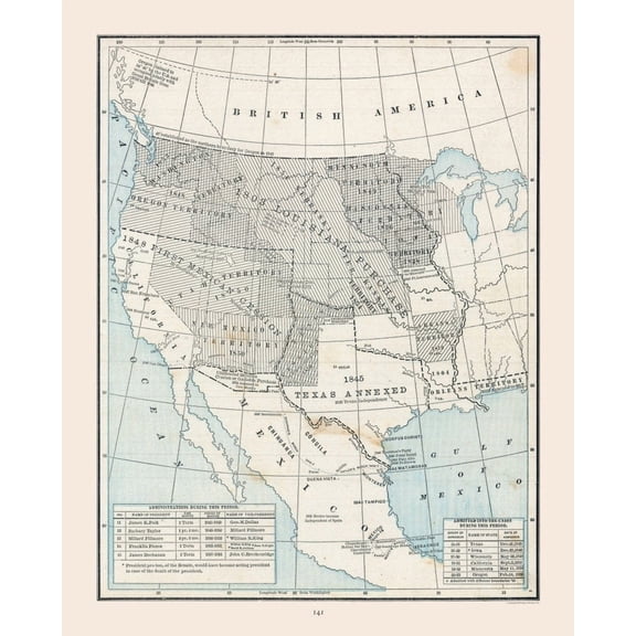 Historic State Map - United States West Expansion- Cram 1888 - Vintage Wall Art