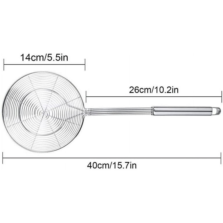 Swify Spider Strainer Set of 3 Asian Strainer Ladle Stainless Steel Wire  Skimmer Spoon with Handle for Kitchen Frying Food, Pasta, Spaghetti
