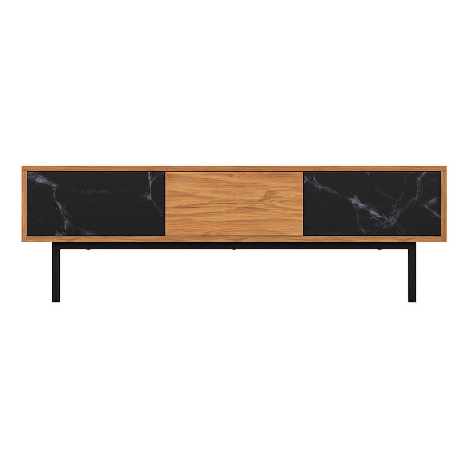 FS1400SKYW-A Skyline TV Stand for TVs 32”, 37”, 39”, 40”, 42”, 46”, 47”, 50”, 52”, 55”, 58”, 60”, 65”, Walnut Finish, plus Black Marble-Effect Doors, Includes Cable Management. - image 2 of 3