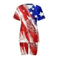 thumbnail image 5 of YYDGH Two Piece Outfits For Women Summer V Neck T-Shirt Tops Biker Shorts Workout Sports Plus Size Tracksuit Red S, 5 of 7