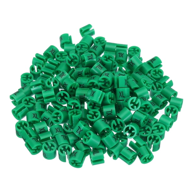Marcadores de percha de ropa de 160 piezas, etiquetas de tamaño XL, adecuadas para varillas de 3.5 mm, etiqueta de color para perchas de ropa, verde