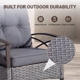 thumbnail image 5 of 3 PCS Rocking Bistro Set, Outdoor Patio Porch Furniture Sectional Chairs with Coffee Table, PE Rattan Patio Furniture Conversation Set for Lawn Pool, Courtyard, Garden, Balcony - Gray, 5 of 9