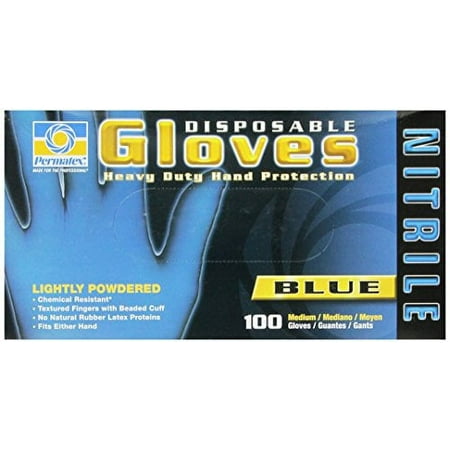 Permatex 09184 Medium Disposable Nitrile Gloves, Box of 100