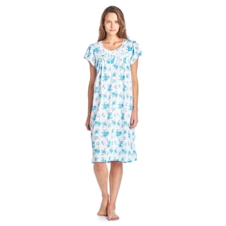 Casual Nights Women's Snap Front House Dress Short Sleeve Woven Duster  Housecoat Lounger Sleep Gown