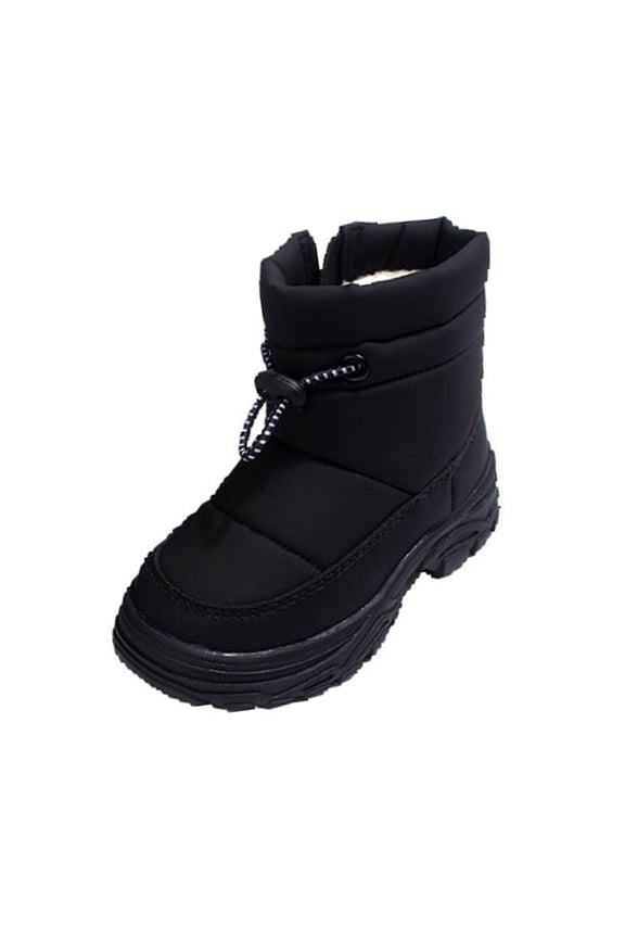 Boys Girls Waterproof Winter Snow Boots Side Zip Fleece Lined Warm Thermal Shoes for Little/Big Kids Insulated Snow Boots 7-14 Years