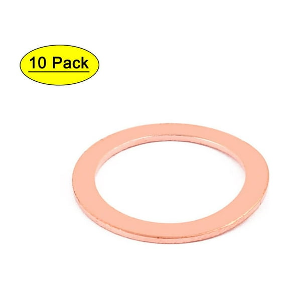 Unique Bargains 10-pack Flat Ring Copper Crush Washer Sealing Gasket Fastener 24mm x 18mm x 1mm