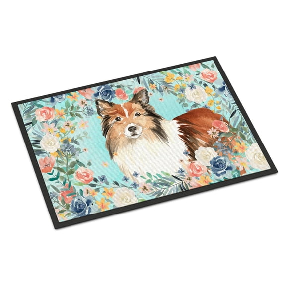 Carolines Treasures CK3411MAT Sheltie Door Mat Indoor Rug or Outdoor Welcome Mat 18x27 Doormat 27"L x 18"W multicolor