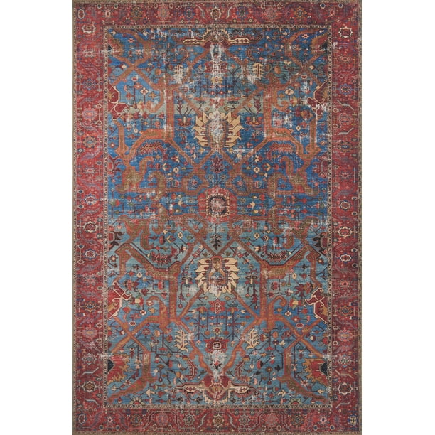 Loloi Ii Loren Collection Lq 10 Blue, Blue And Red Rug