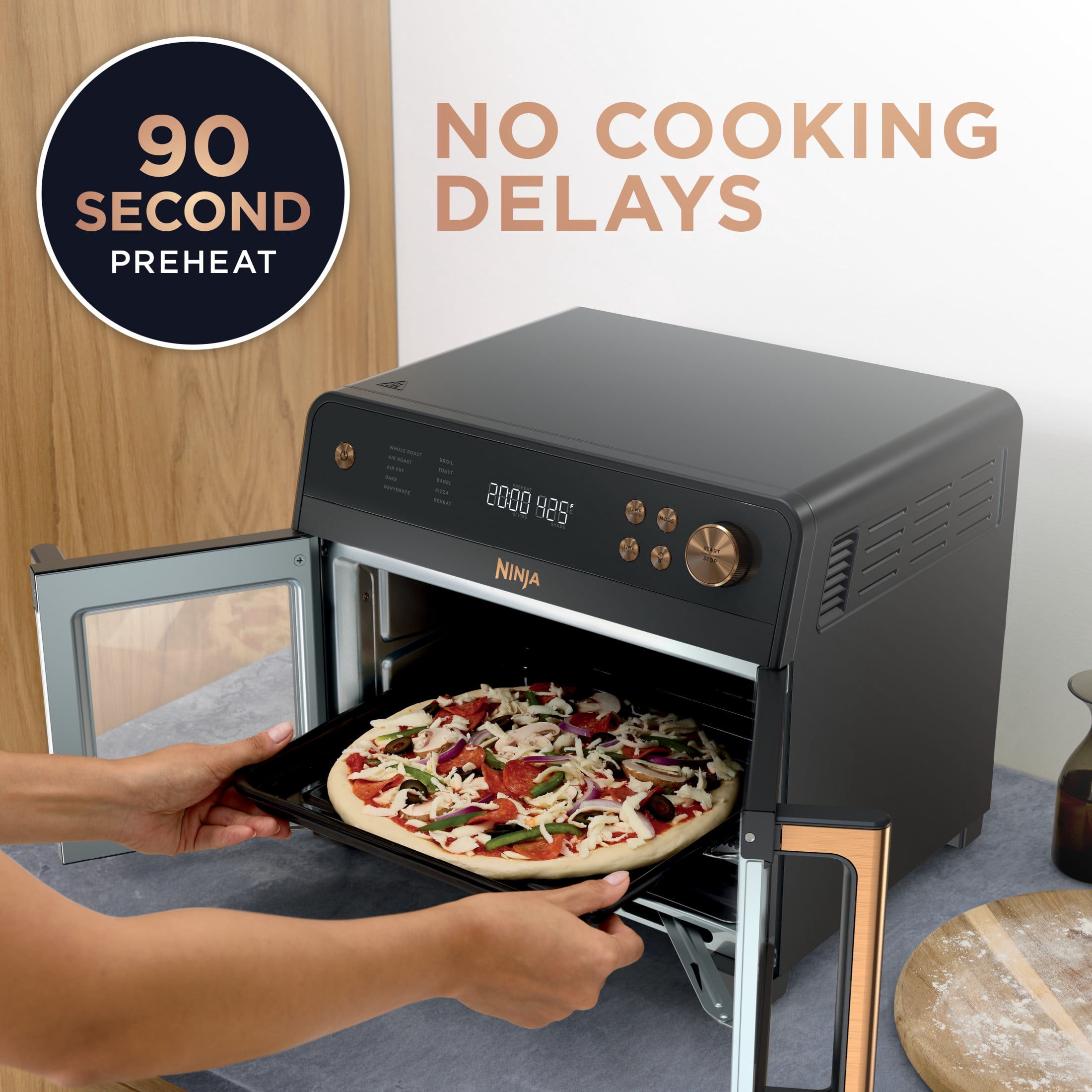 Ninja French Door 10-in-1 Countertop Oven, with Smart Surroundair Technology and Air Fry Function, Dishwasher Safe, 7 Pieces, FO101 Black