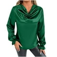 thumbnail image 3 of Women's Summer Casual Hooded Long Sleeve T-Shirt Tank Top Blouse, Solid Color Loose Fit Pullover, Streetwear Vacation Travel Loungewear Fashion Essential Gift for Women | Aestivo,Green M, 3 of 9