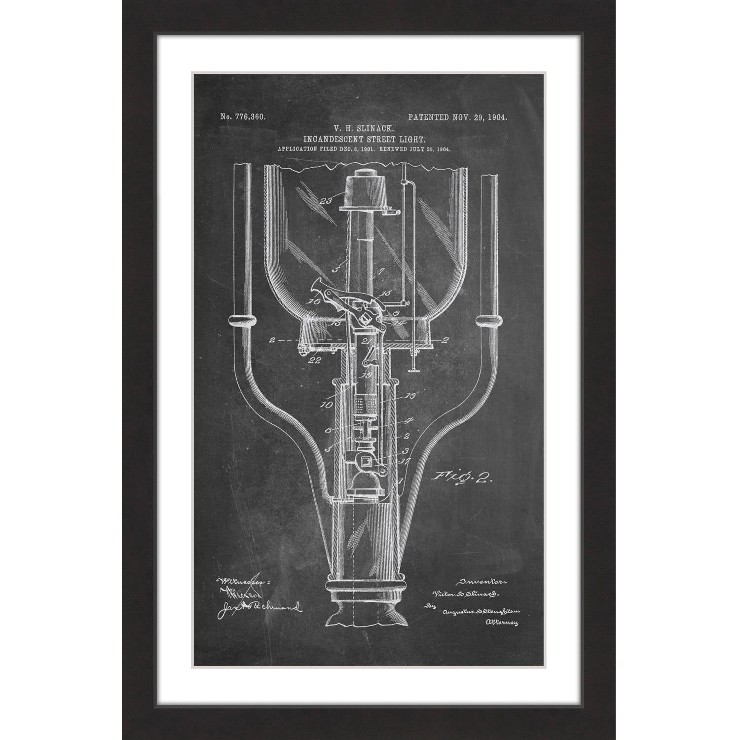 "Street Light 1904 Chalk" Framed Painting Print