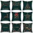 thumbnail image 1 of Bueautybox Christmas Throw Pillow Cover Holiday Decor Vintage Green Pillow Cover Cuhion Cover Case for Couch Sofa Home Decoration Pillows Linen,18 X 18 Inches, 1 of 7