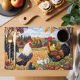 thumbnail image 2 of Yellow Retro Rooster Placemats Set of 4 Elegant Spring Floral Animals Place Mats Indoor Wipeable Table Mats Washable Cloth Dining Table Placemats for Kitchen Holiday Party Home Decor 13x19 Inch, 2 of 9
