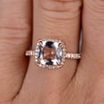 thumbnail image 2 of 2.05 Carat 7mm Cushion Cut Morganite Engagement Ring Wedding Ring Promise Ring 10k Rose Gold Claw Prong Stacking Band Anniversary Gift, 2 of 6