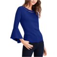 thumbnail image 2 of I.N.C Womens Beaded-Neck Pullover Blouse, Blue, X-Small, 2 of 2